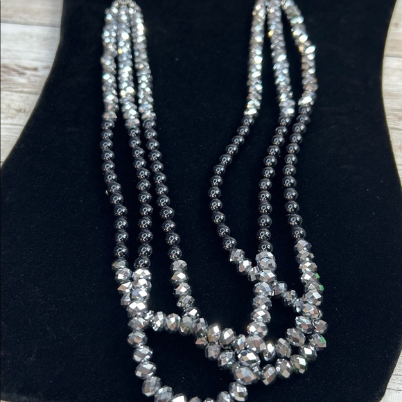 Sparkling Silver Glass Beaded Necklace - Picture 2 of 7